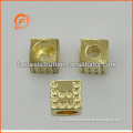 gold dice cube metal cord stopper with hollow holes for decoration,lead free,nickle free